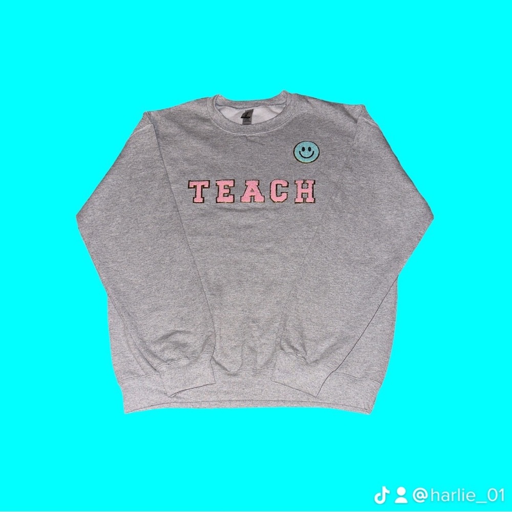 chenille letter womens Teacher sweatshirt